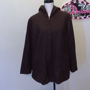 White Stag brown wool blend winter zip up peacoat
